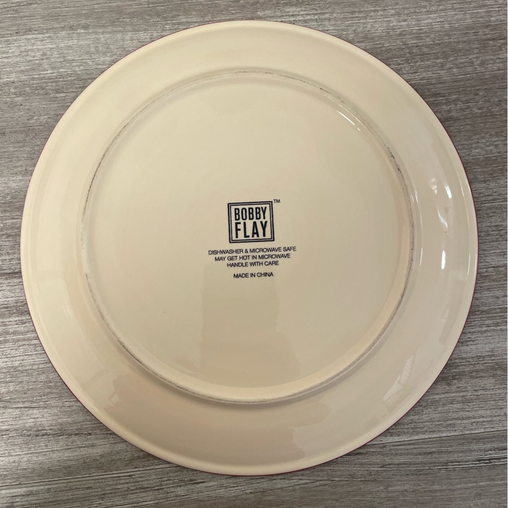 Set of 3 Bobby Flay Sevilla Dinner Plates Red Trim - Picture 5 of 7